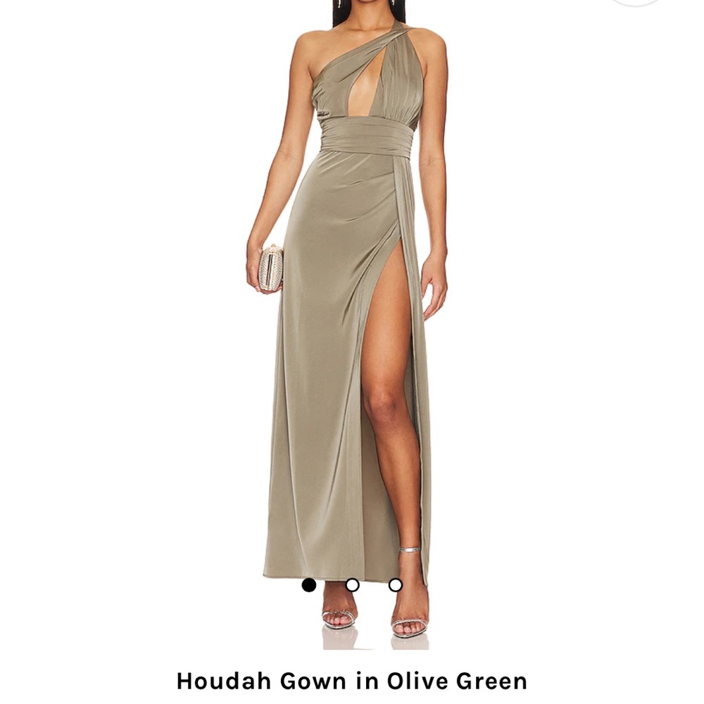 Olive green high slit dress